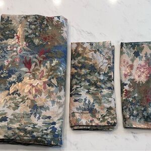 Pottery Barn Greenwood Percale Duvet Cover Queen and 2 Euro Shams Multicolor